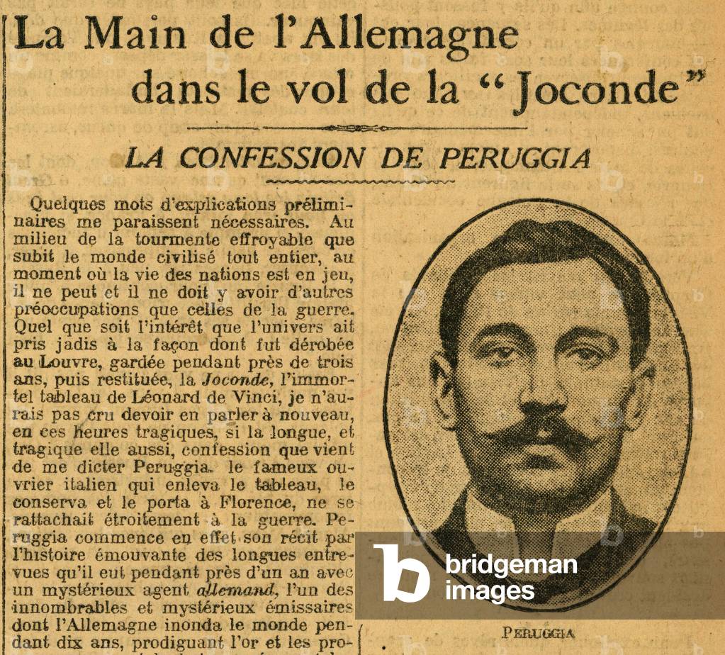 The Hand of Germany in the Flight of the Mona Lisa The Confession of Peruggia The Journal 26 July 1915
