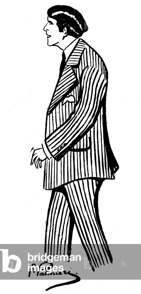 Cartoon by Palmieri of actor Andre Brule , published in French newspaper Bravo