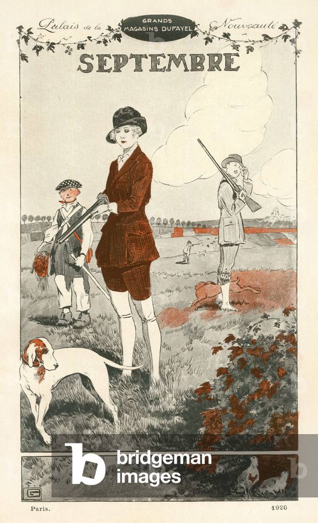 September, hunting suits, c.1920 (illustration)