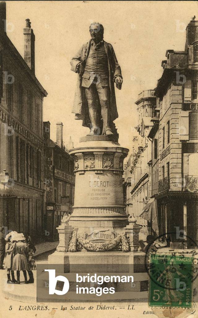 Statue of Denis Diderot 1713 1784 in his hometown of Langres en Haute Marne Postcard 1915