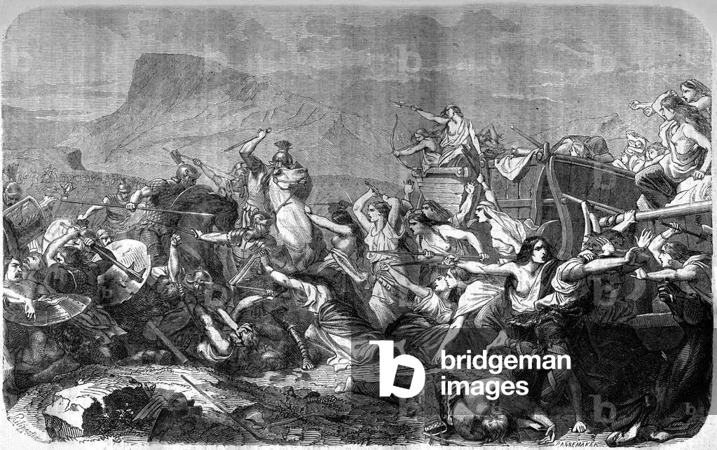 First battle of Aix, 19th century (engraving)