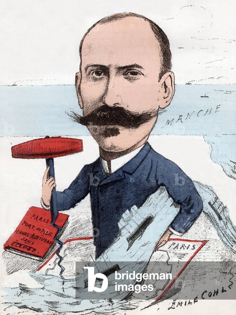 J. Emile Labadie  director of maritime register, cartoon by Emile Cohl  c. 1892-1894