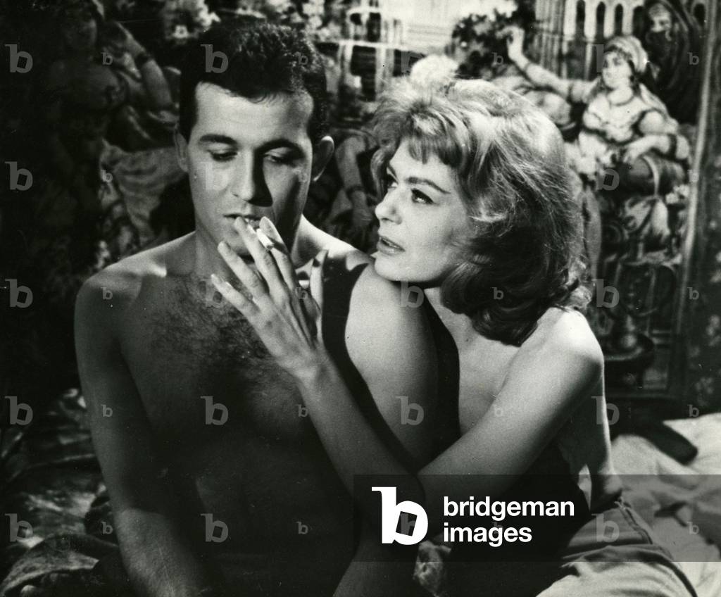 Melina Mercouri 1920 1994 Greek actress in the film Never on Sunday directed by Jules Dassin in 1960 Here with Georges Foundas