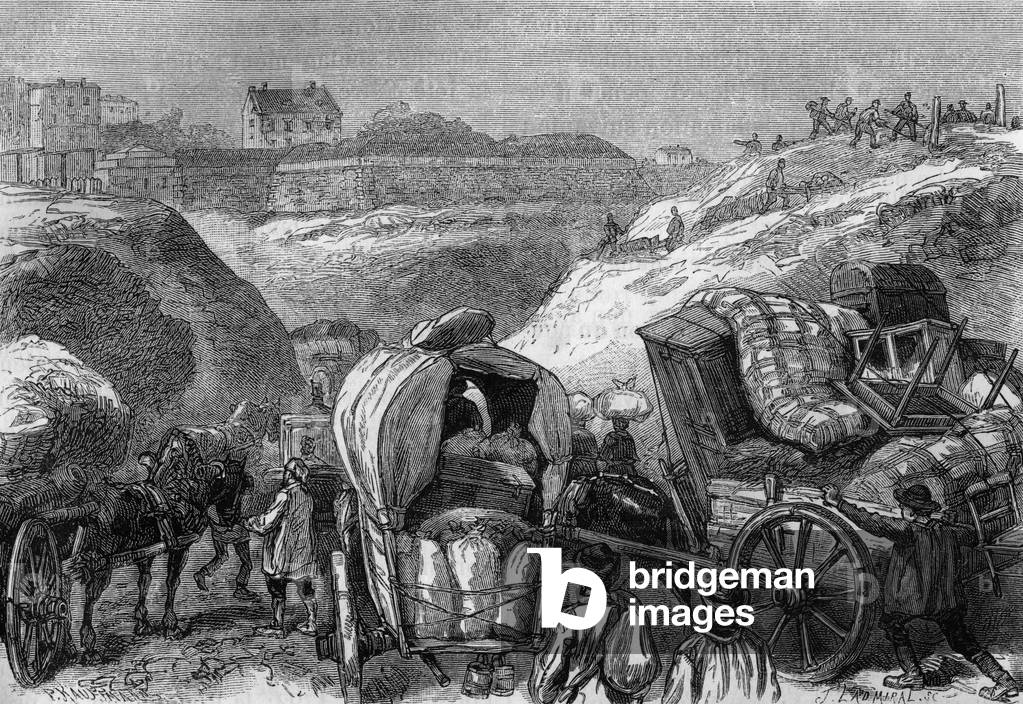 Population of the suburbs entering Paris, 19th century (engraving)