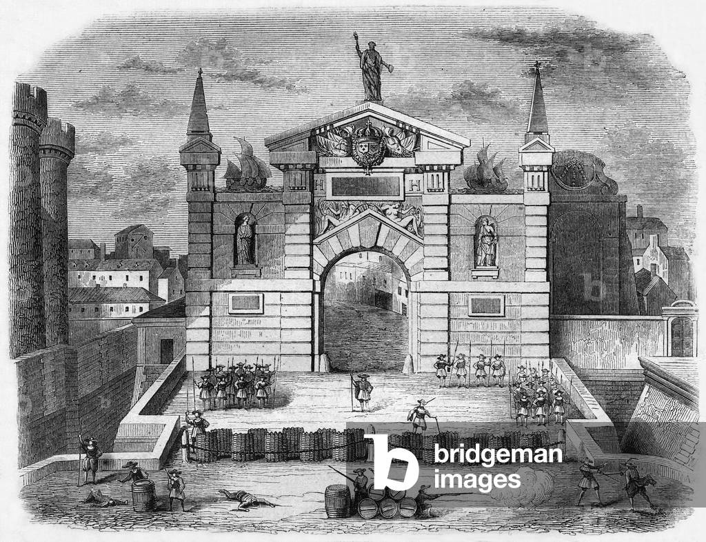 Les barricades a la porte Saint Antoine, 1842 (engraving)