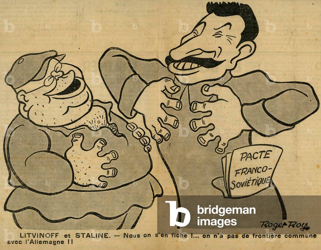 Litvinoff and Stalin after the Franco-Sovietic pact drawing by Roger Roy published in the newspaper Gringoire in February 1936