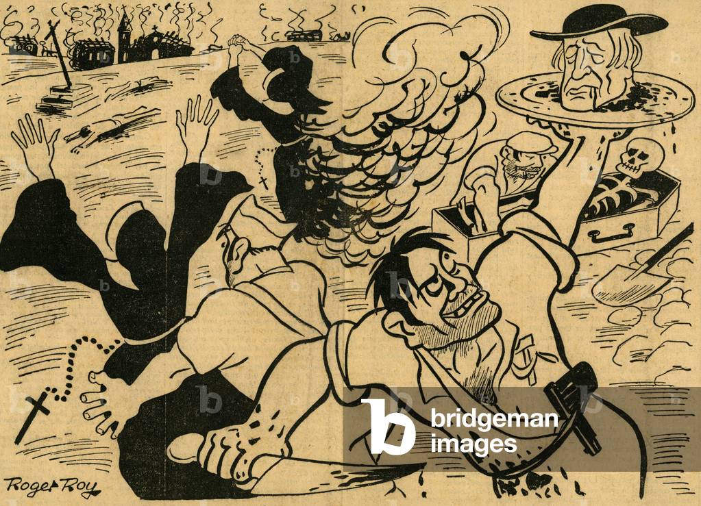 The Frente Popular has the work La guerre d Espagne Drawing by Roger Roy published in the newspaper Gringoire September 1936