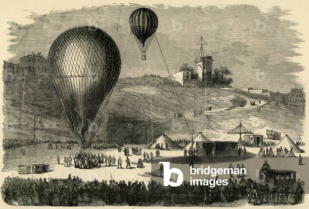 The siege of Paris September 1870 to January 1871 starts a balloon post engraving around 1880