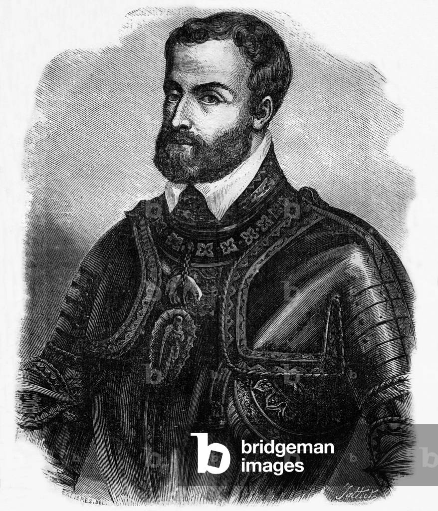 Charles V (1500-1558) Roman Emperor (1519-1556) and King of Spain as Charles I (1516-1556), engraving, 1863 (engraving)