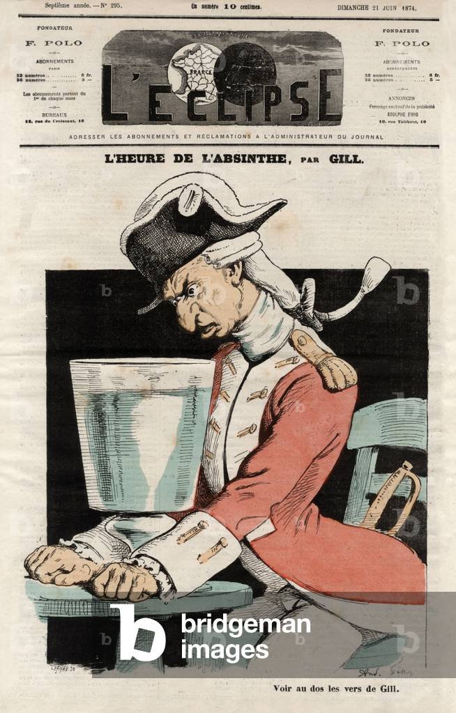 Cover of the newspaper L'eclipse of June 21, 1874 L'heure de l'absinthe