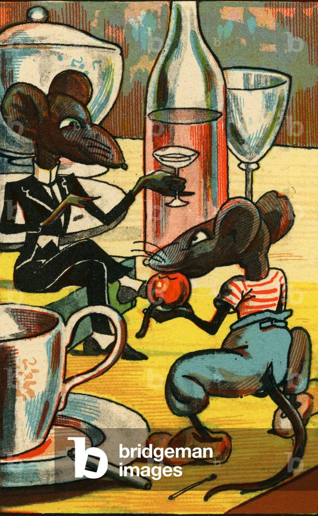 Le rat de ville et le rat des champs Fable by Jean de La Fontaine, 1930s (print)