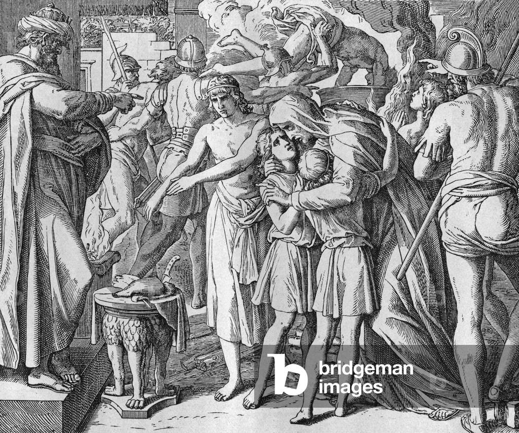 Death and martyrdom of the seven brothers, 19th century (engraving)