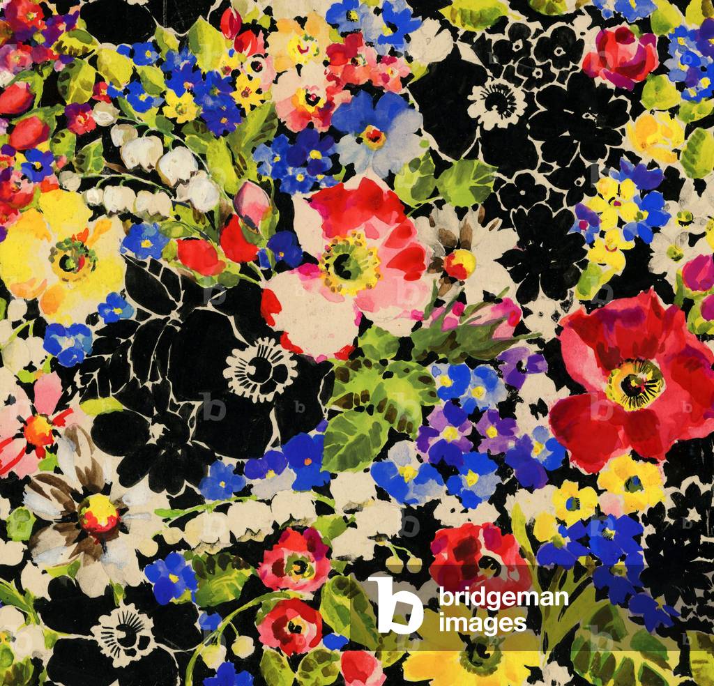 Original Gouache Fabric Cardboard Towards 1950