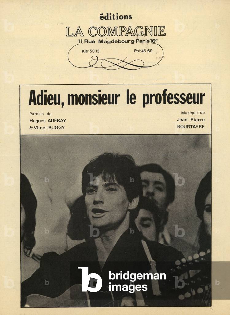 Hugues Aufray author composer french performer ne en 1929 Musical score of the song Farewell monsieur le teacher in 1968