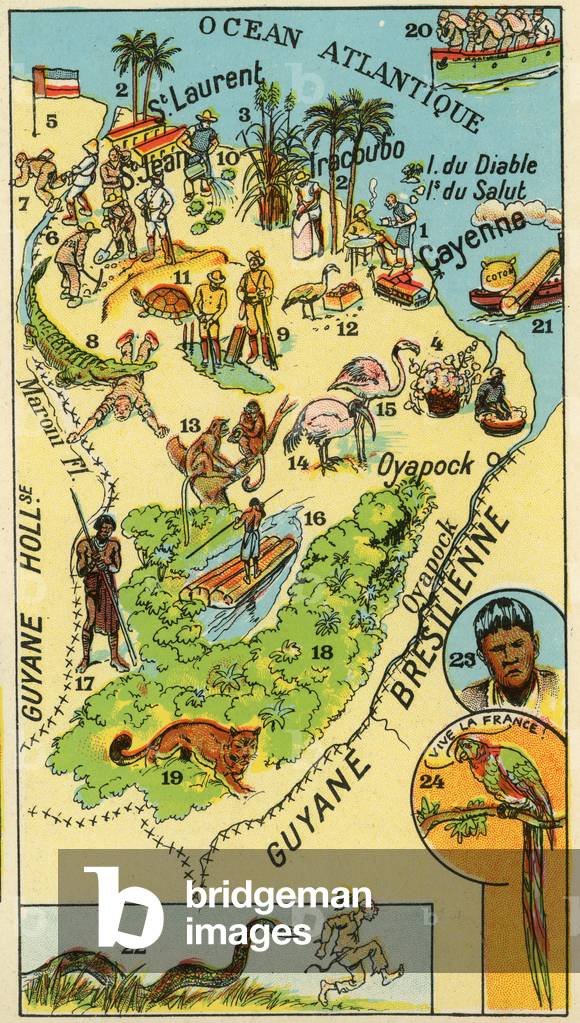 map of French Guiana extracted from the textbook La France d Our Mer Illustree editions Blondel La Rougery 1931