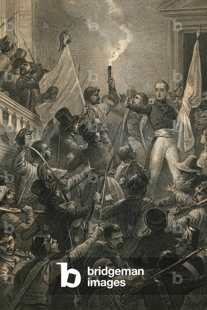 Lamartine refusing to the people the Red Flag 1848 engraving edited in the Histoire de France by Anquetil 1850