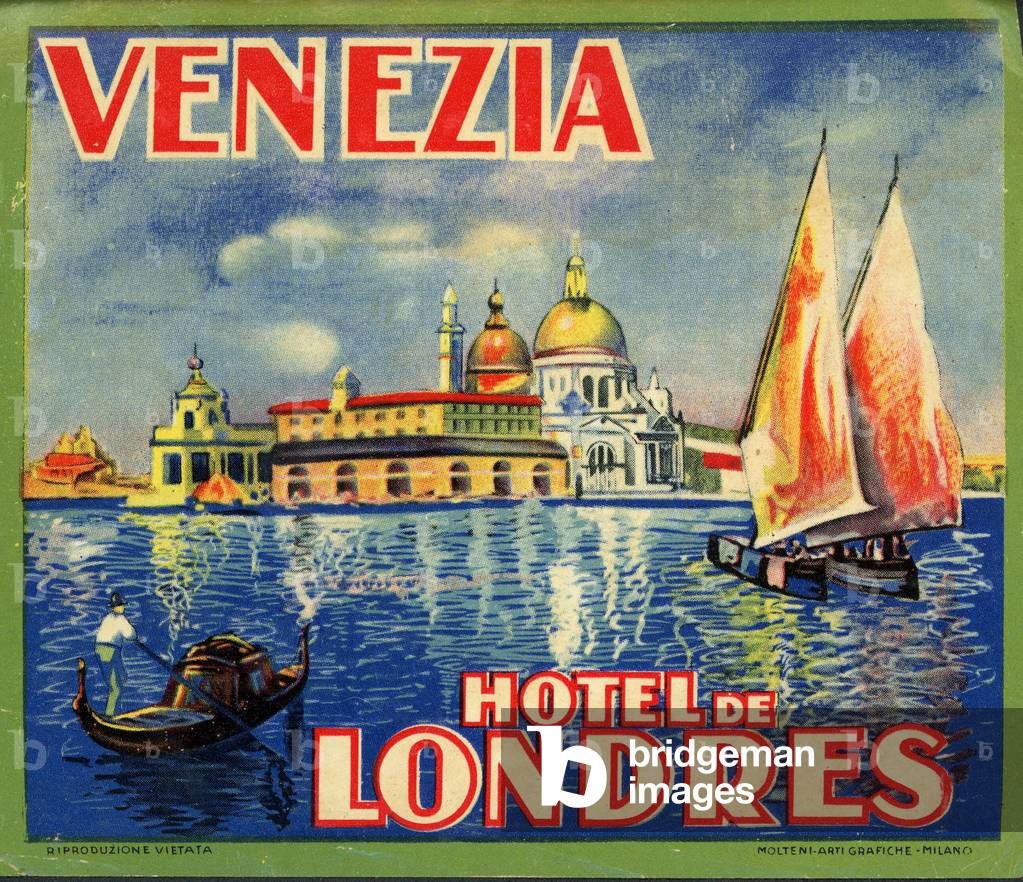 Luggage tag of the hotel in London in Venice