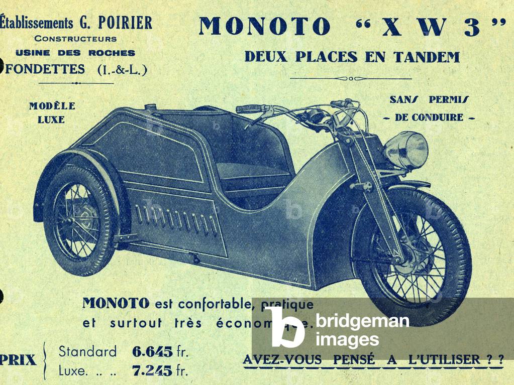 Cart without permit 2 places of the French brand Poirier Modele Monoto XW3 Vers 1930