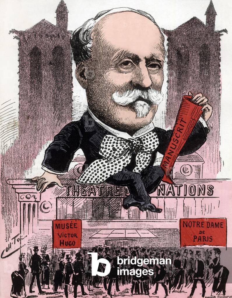 Jean Auguste Hilarion Ballande  French playwright, cartoon by Coll-Toc, c. 1892-1894