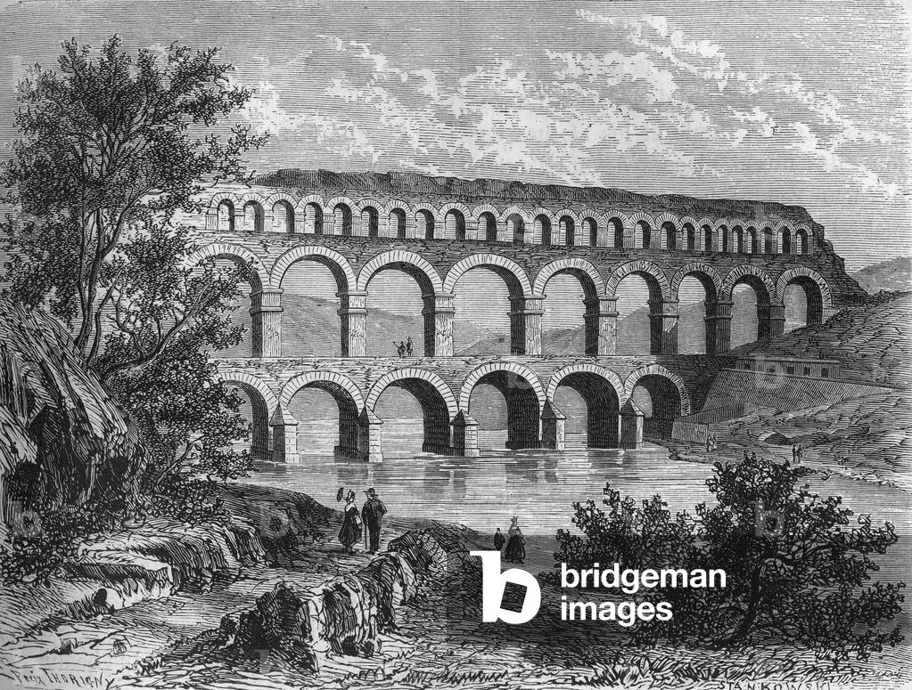 The Pont du Gard, 19th century (engraving)