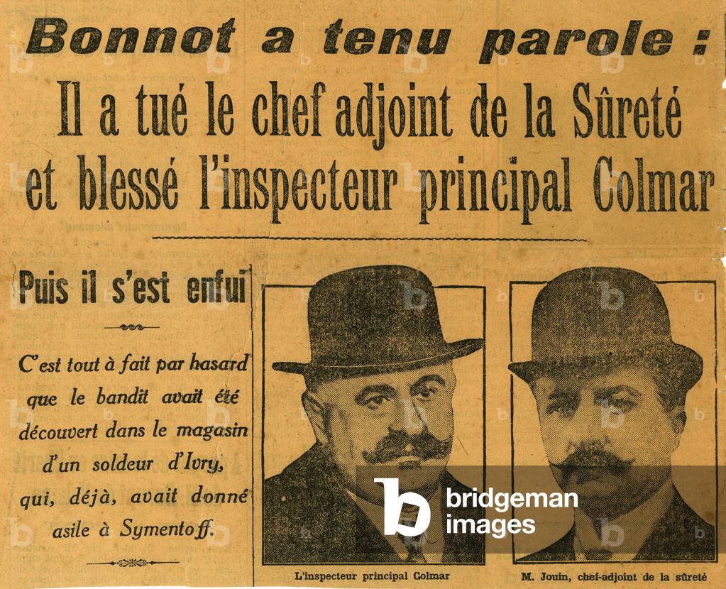 Article of the newspaper Le Pepetit Parisien of April 25, 1912 denouncing the packages of Jules Bonnot