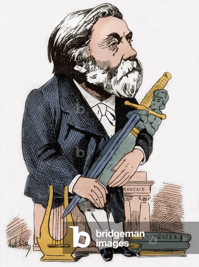 Henri de Bornier  French poet and playwright, cartoon by Coll-Toc c. 1892-1894