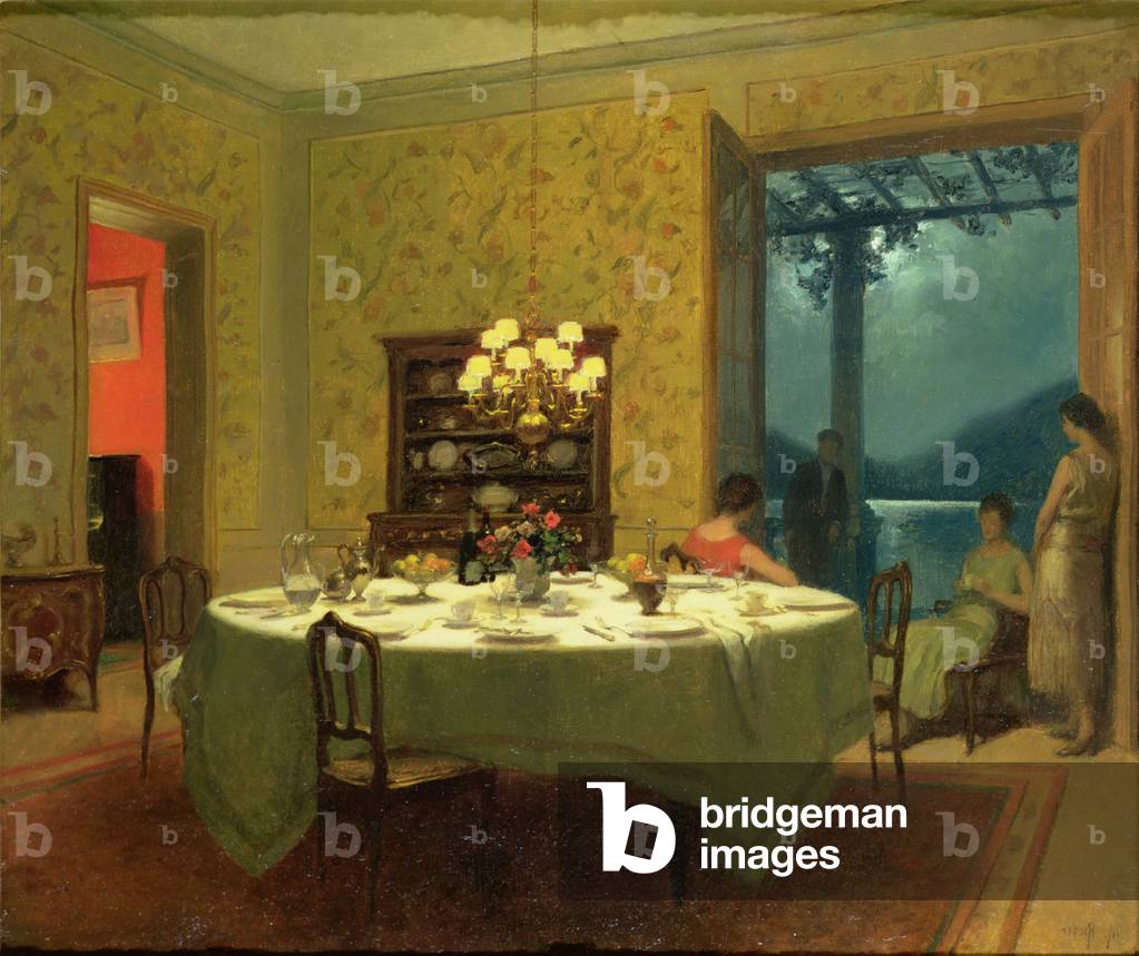 "Innenraum mit Teetisch", 20. Jahrhundert von Marcel Rieder
