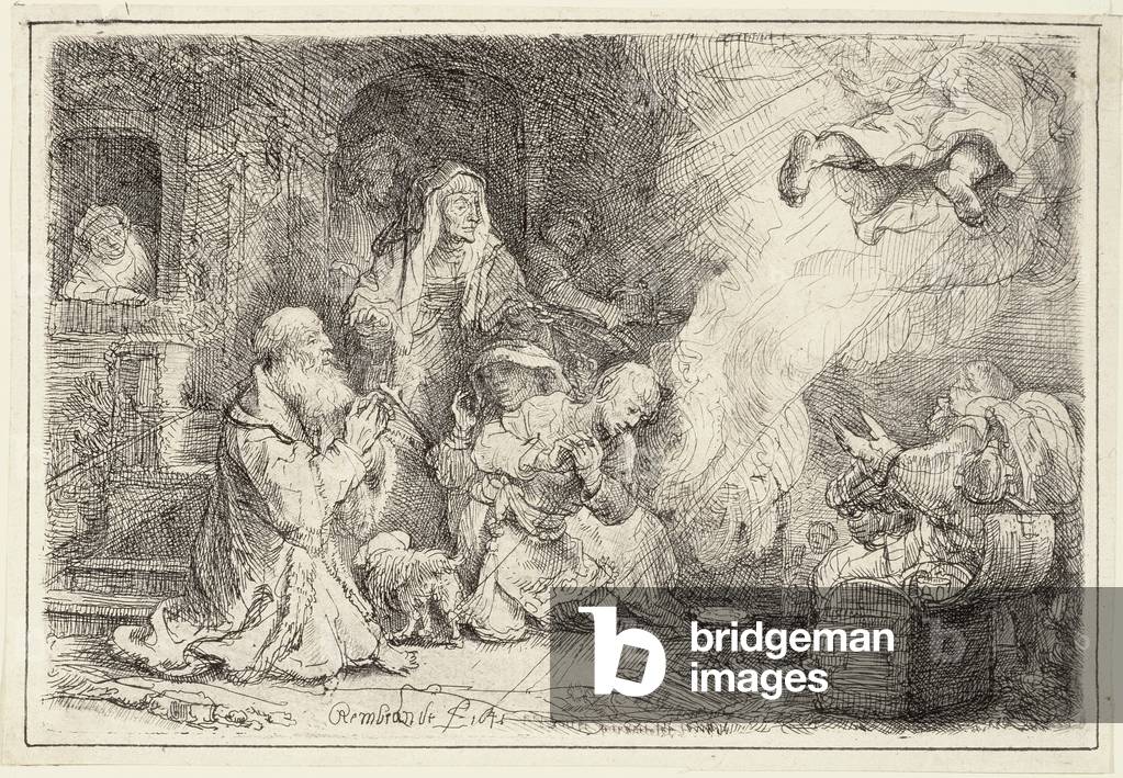 Angel Departing from the Family of Tobias, 1641 (etching)