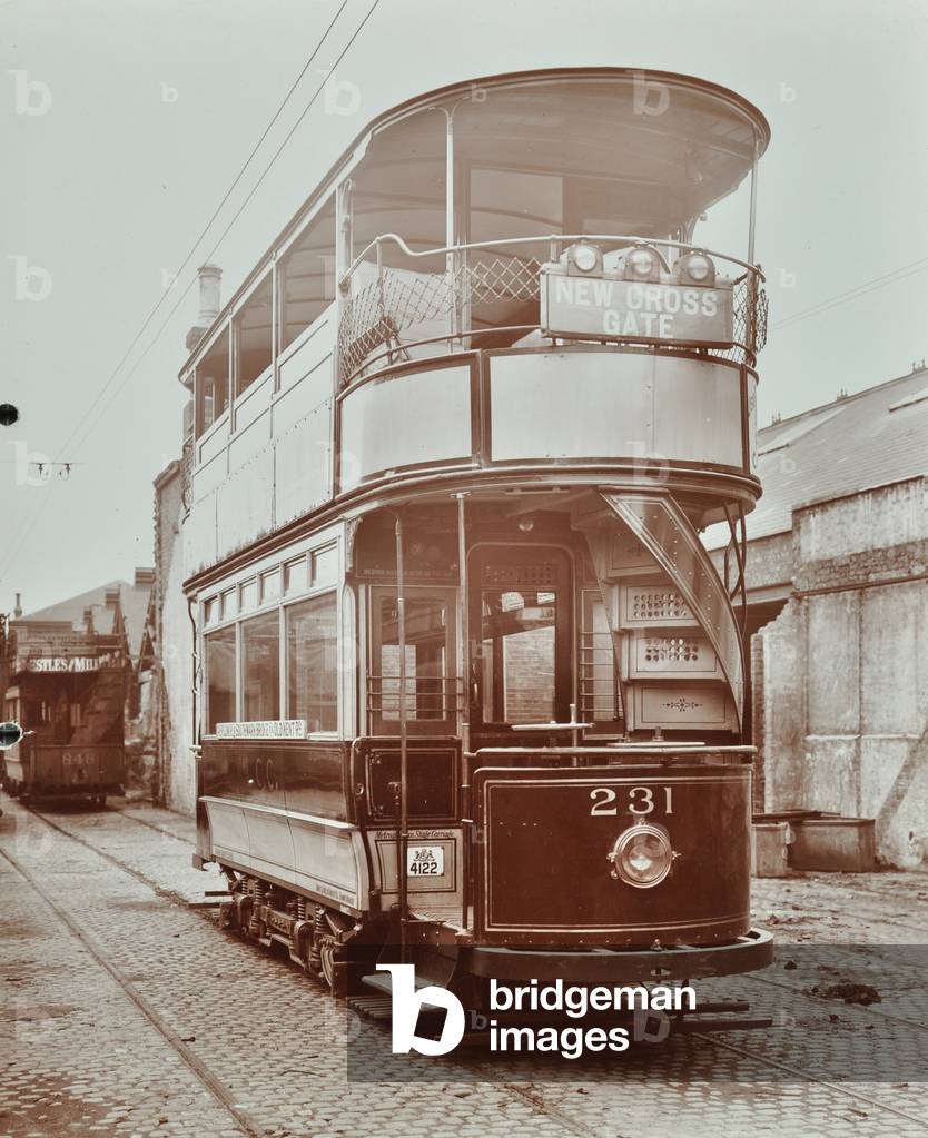 The 231 electric tram to New Cross Gate, 1907 (b/w photo)