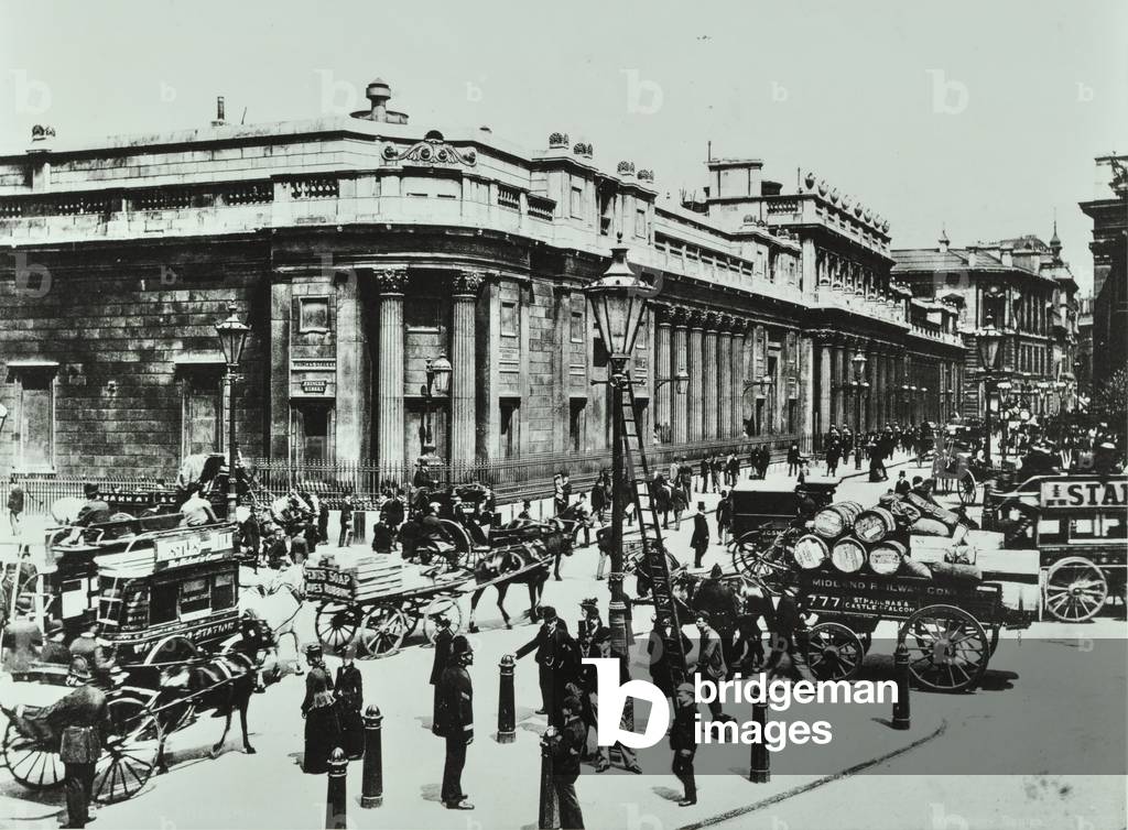 Bank of England, Threadneedle Street, City of London, 1890 (b/w photo)