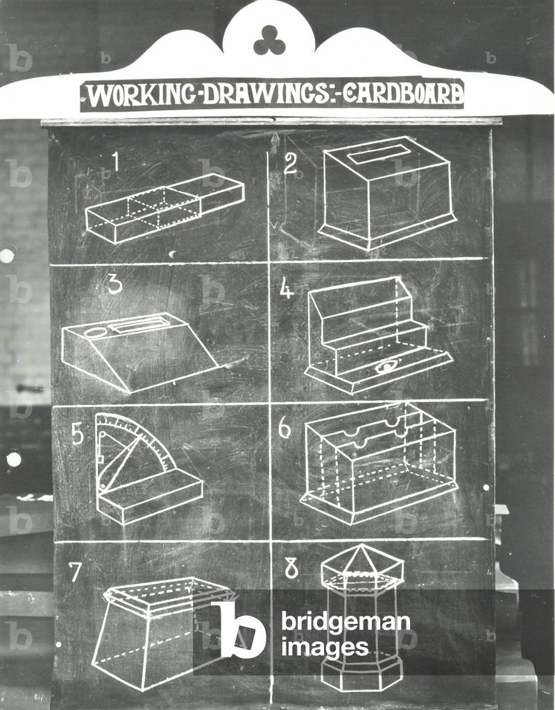 Medburn Street School: working drawing, cardboard, 1912 (b/w photo)