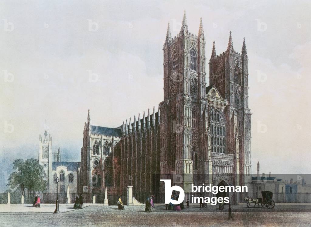 Westminster Abbey, from R. Ackermann's (1764-1834) Series Number 4 on London, c.1822 (aquatint)
