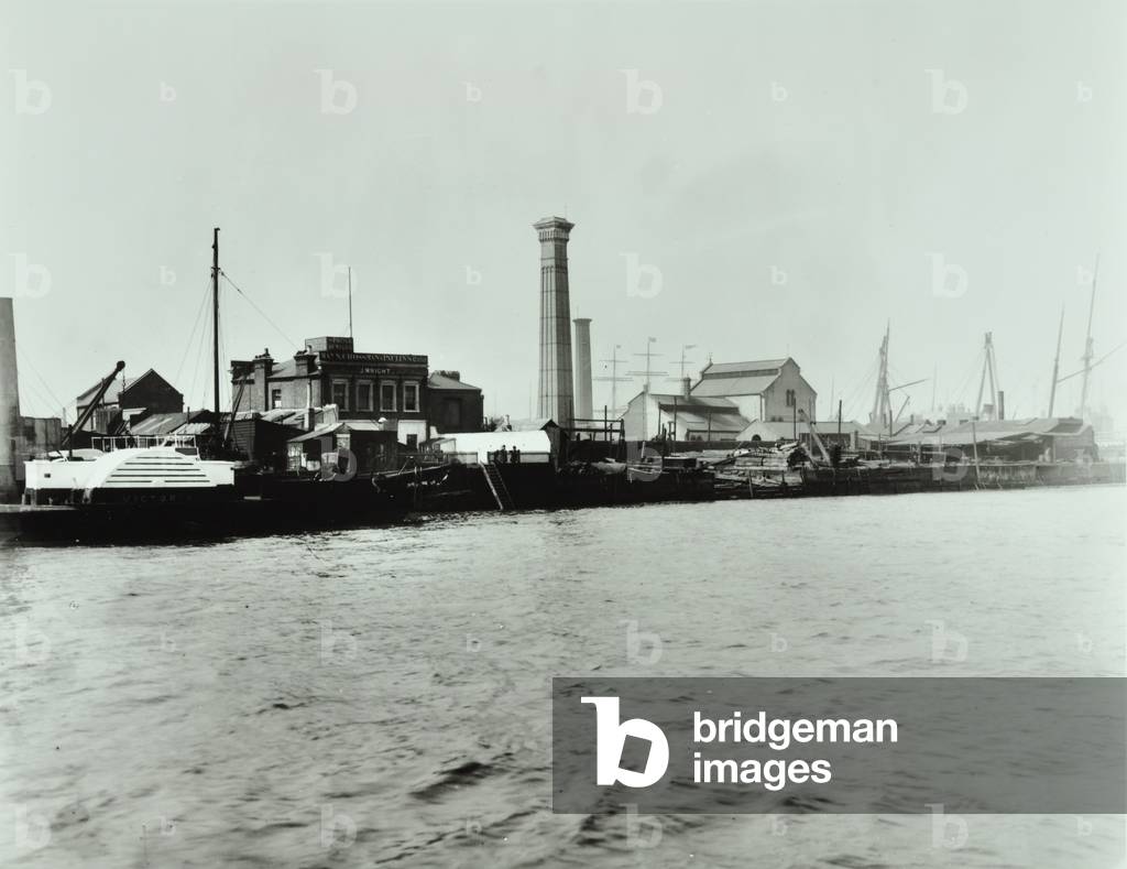 Isle of Dogs Pumping Station: exterior, 1895 (b/w photo)