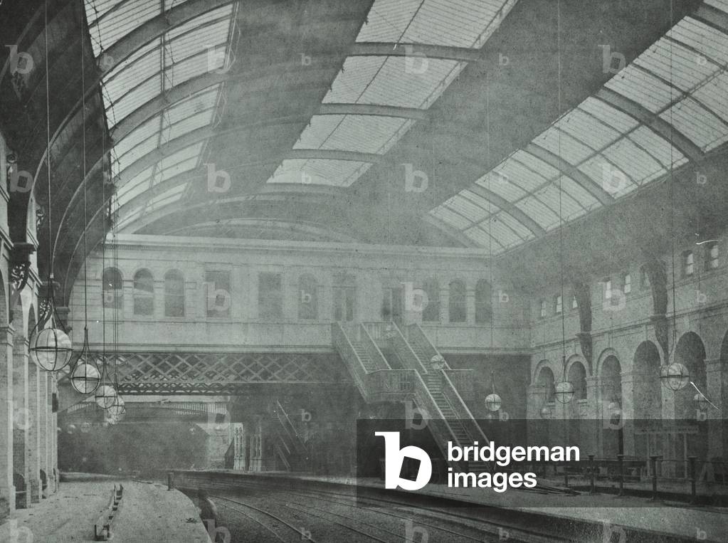 King's Cross Station: view of the platforms, 1862 (b/w photo)
