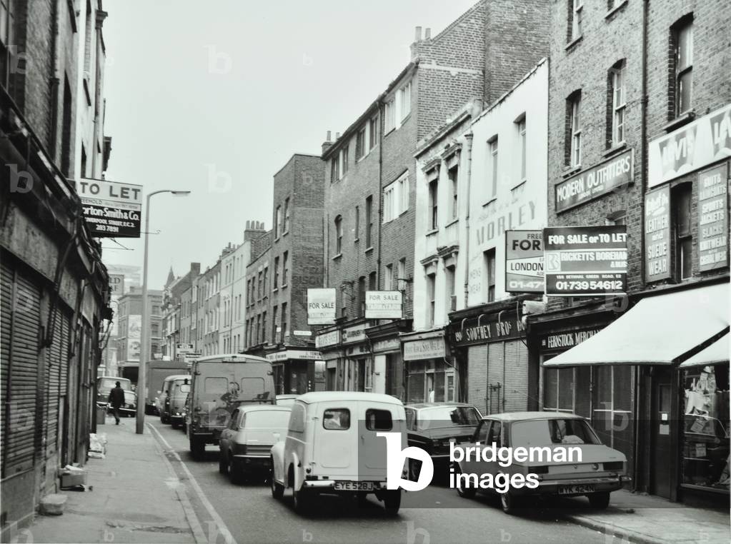 Brick Lane: by Bacon Street, London, 1976 (b/w photo)
