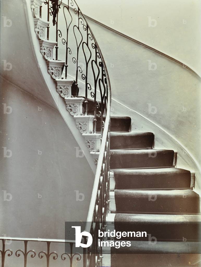 16 Cheyne Walk: staircase, London, 1908 (b/w photo)