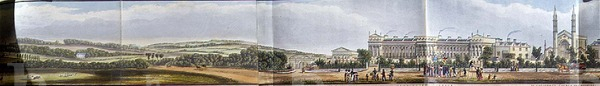 Hampstead and Gloucester Terrace, detail from 'A Panoramic View round the Regent's Park', pub. by Ackermann, 1831 (aquatint)
