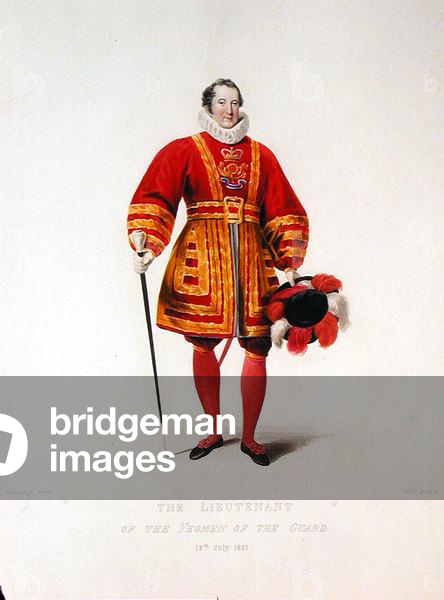 The Lieutenant of the Yeoman of the Guard, 19th July 1821, from 'The Coronation of His Most Sacred Majesty King George IV', published by Sir George Nayler in 1837 (colour mezzotint)