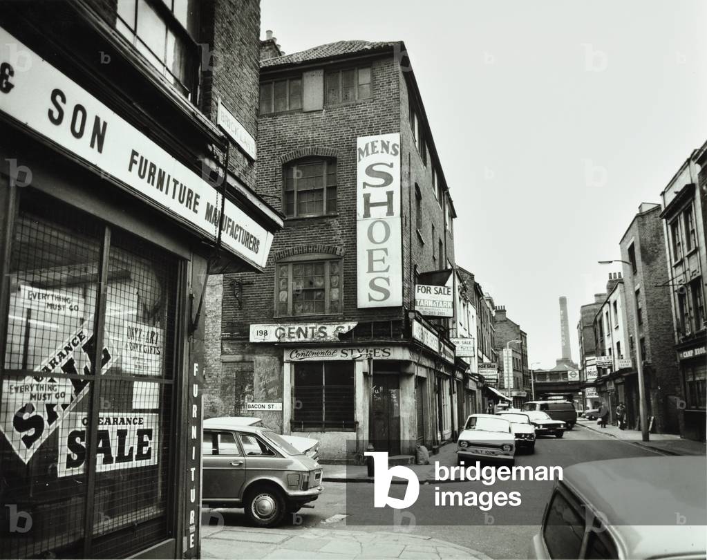 Brick Lane: by Bacon Street, London, 1976 (b/w photo)