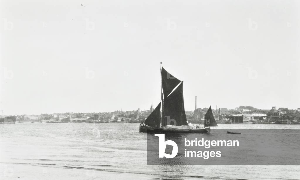 Thames barge at Gravesend, Kent, 1930 (b/w photo)