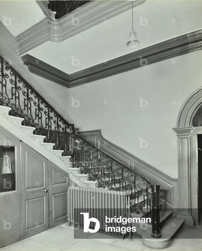 Admiralty, Whitehall, Westminster LB: staircase, 1934 (b/w photo)