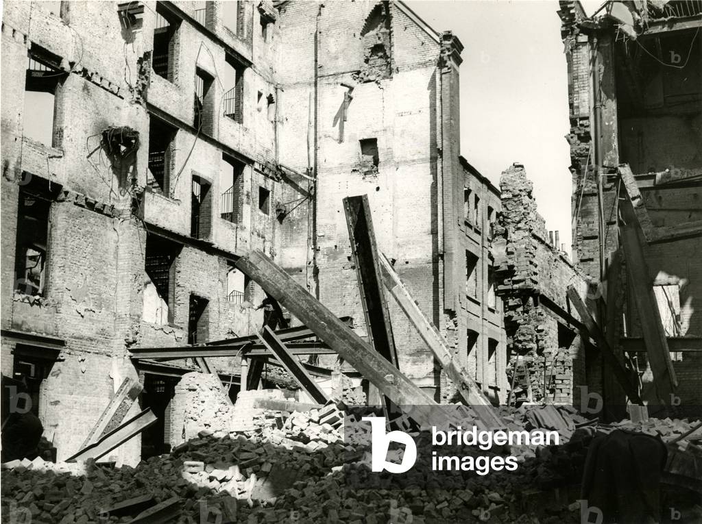 View of Fetter Lane east side : incendiary bomb damage, 1944 (b/w photo)