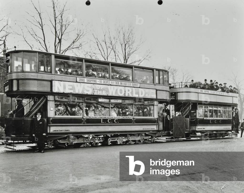 The Tooting-Embmankment electric tram, 1913 (b/w photo)