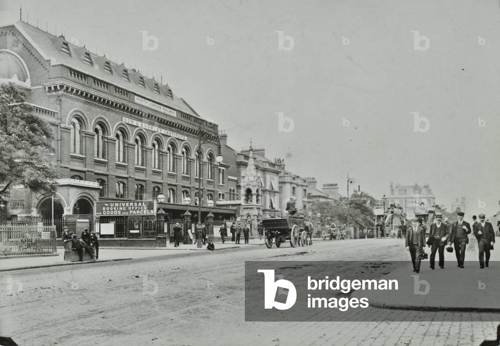 Bow Station, North London Railway: exterior, 1905 (b/w photo)