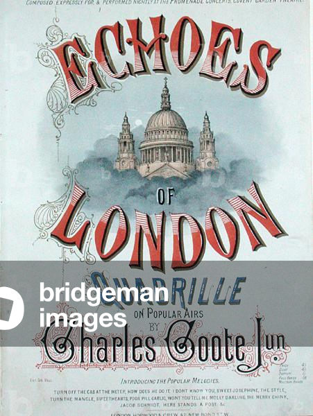 Music cover for 'Echoes of London' composed by Charles Coote Junior, c.1885 (colour litho)