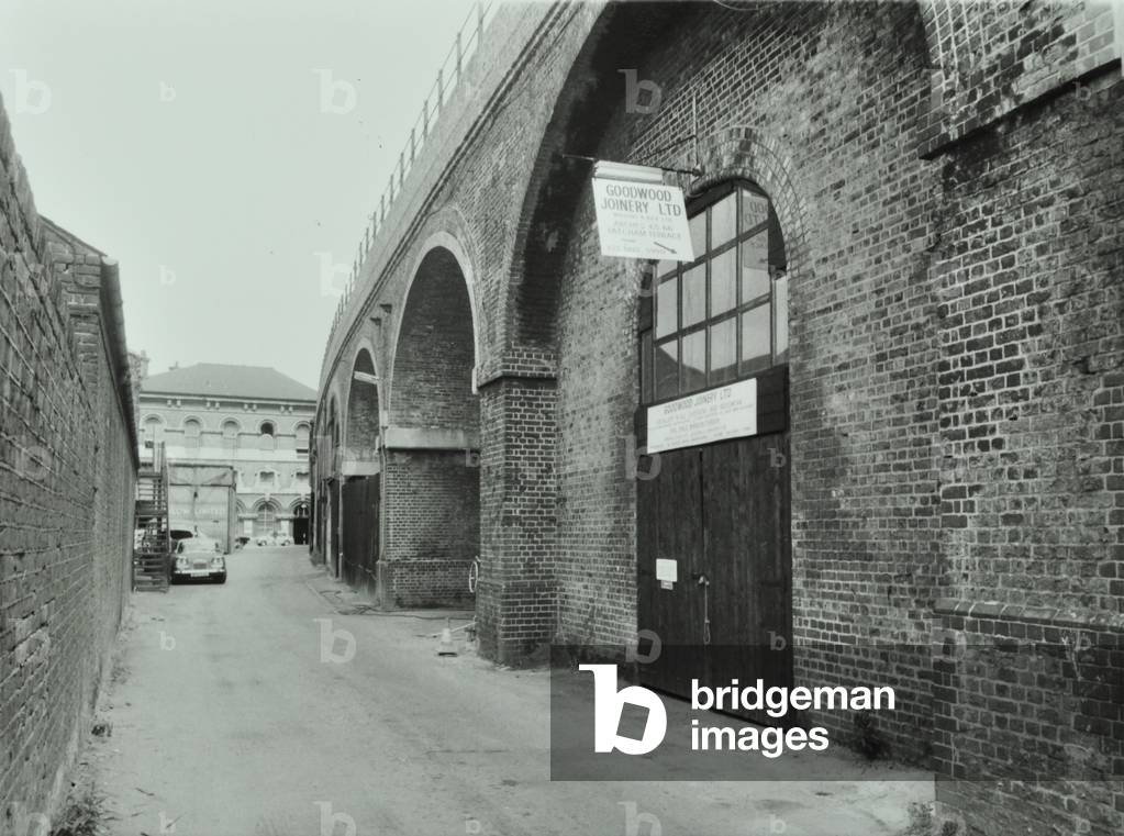 Patcham Terrace: railway arches, London, 1977 (b/w photo)