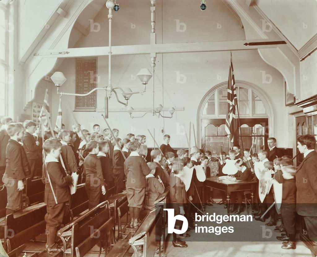 Bellenden Road School: historical tableau, 1908 (b/w photo)
