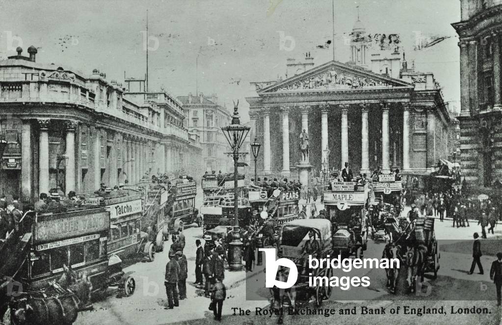 Royal Exchange, Threadneedle Street, City of London, 1908 (b/w photo)