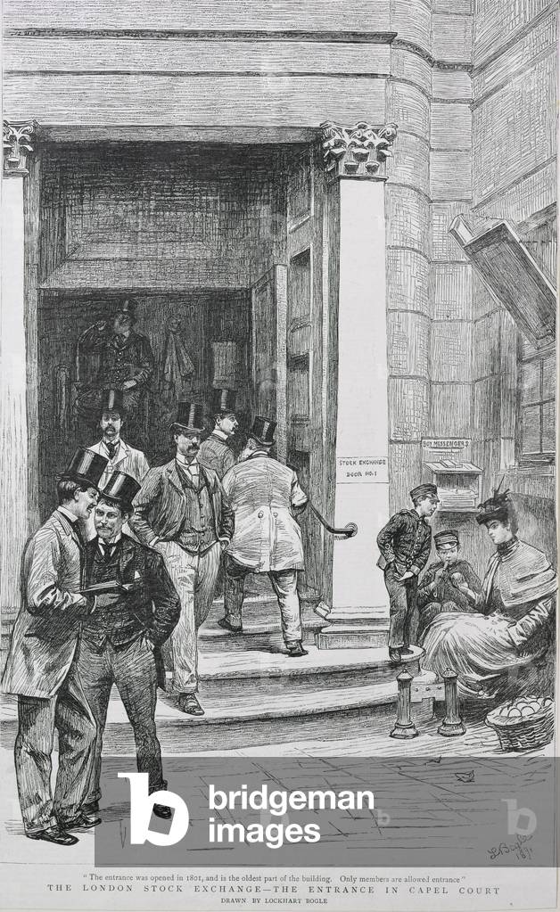 Stock Exchange Entrance in Capel Court, 1891 (engraving)