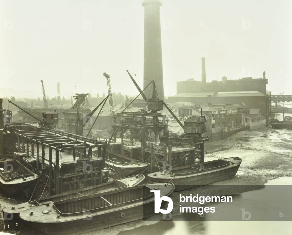 Wharves at Lambeth, London, 1930 (b/w photo)